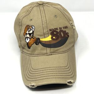 Super Mario Made In The 80s Hat Khaki Adjustable Cap Distressed Retro Nintendo